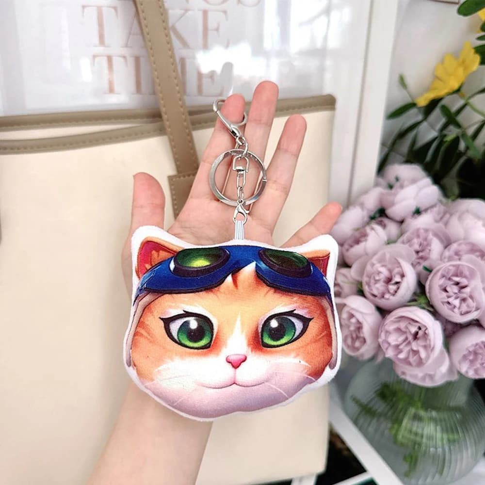 10cm Jetpack Cat Press‑to‑sound Keychain Overwatch 2 Cosplay Accessory Bag Pendant Collectible Decor Present For Game Fans