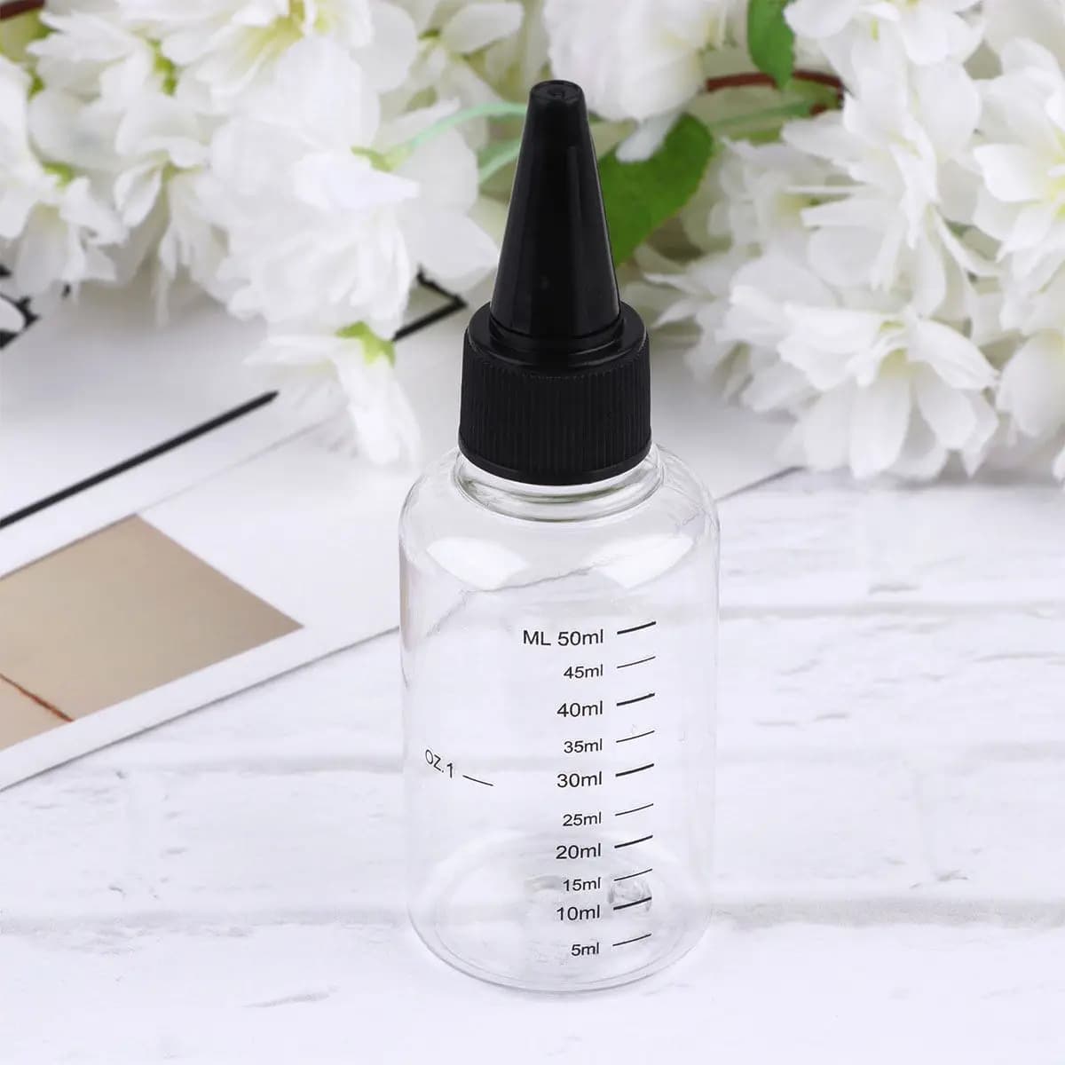 Confezione da 1 flacone da viaggio comprimibile portatile da 50 ml, flacone contagocce trasparente con scala graduata per la pulizia degli oli essenziali