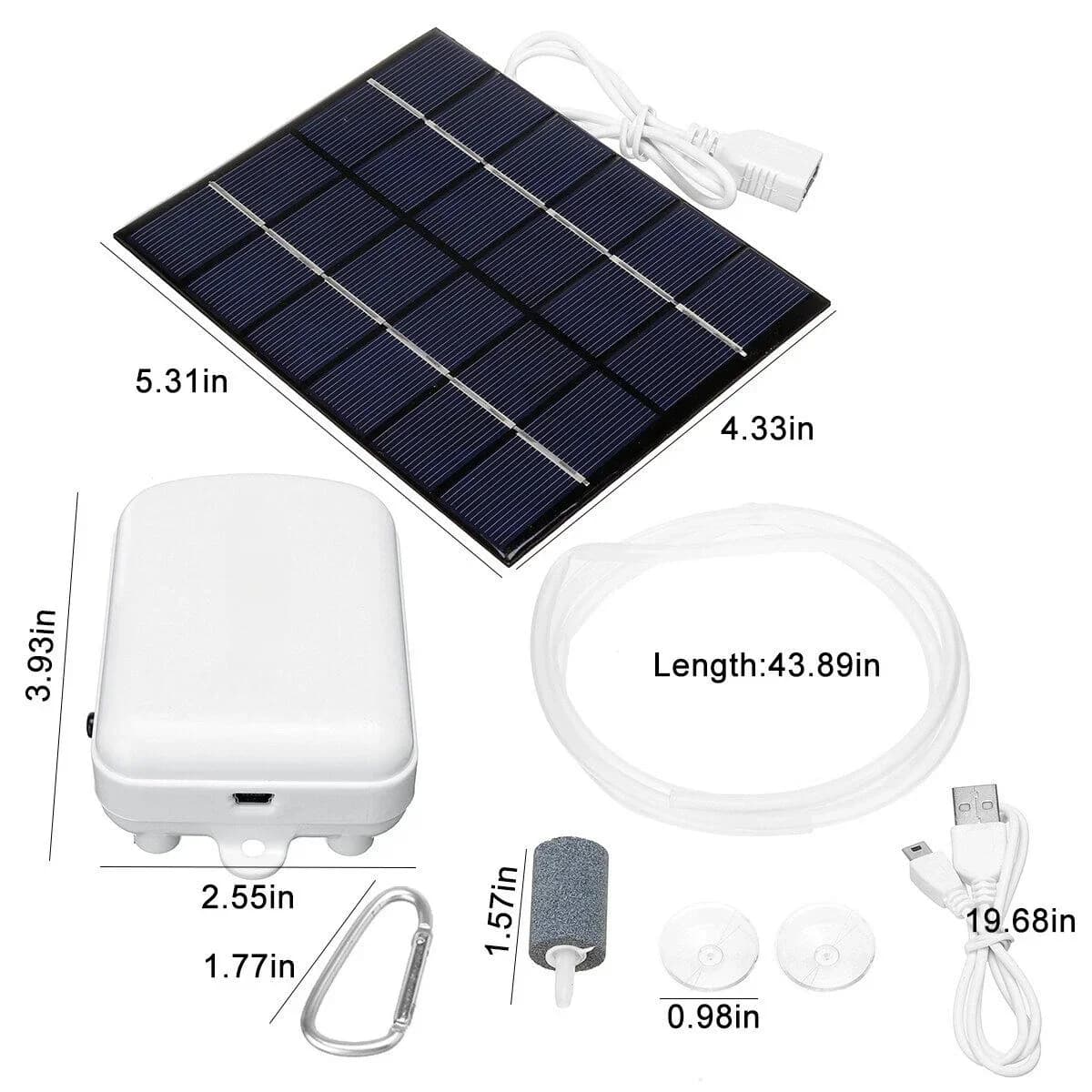 5W 2 in 1 Solar Energy Water Oxygen Pump 1.6L/min Solar Oxygenator Air Pump with Oxygen Pipes for Aquarium Pool Garden Tools