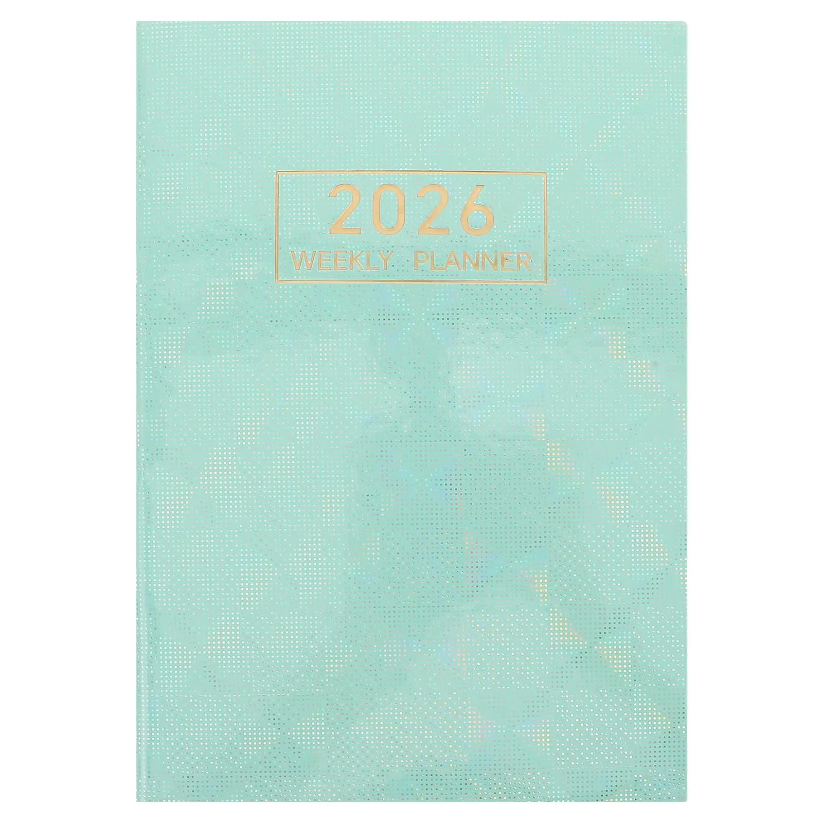 A5 2026 English Planner Notebook Holographic Design Dated Calendar Journal Weekly Monthly Goals Tracker for Office School Travel