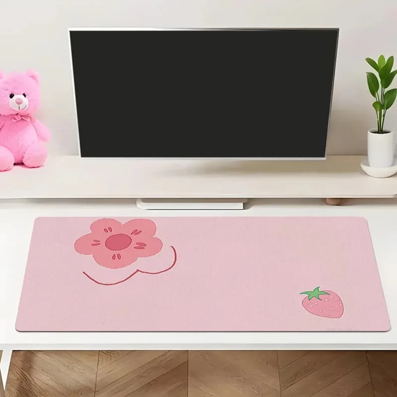 Tappetino per mouse con motivo fragola, tappetino da gioco per scrivania, base in gomma antiscivolo, tappetino per mouse grande per PC, laptop, tastiera, ufficio