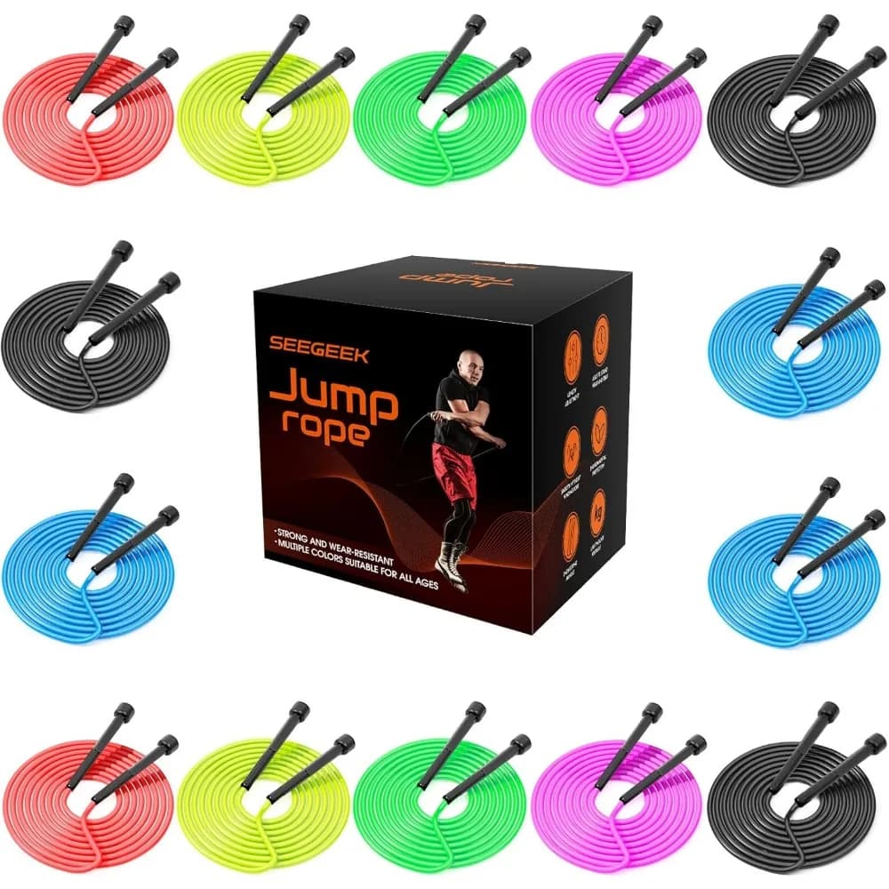 Confezione da 14 corde per saltare in PVC regolabili per cardio fitness - corda per saltare versatile per donne uomini bambini regalo di Natale -senza groviglio per kee