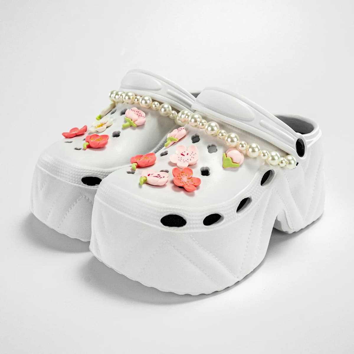 Nuovo Stile Estivo: Zoccoli Eva con Catena di Perle e Fiori di Ciliegio, Versatili e alla Moda per Donne, Ciabatte Casual da Esterno, Sandali con Suola Spessa Antiscivolo e Punta Chiusa 8809