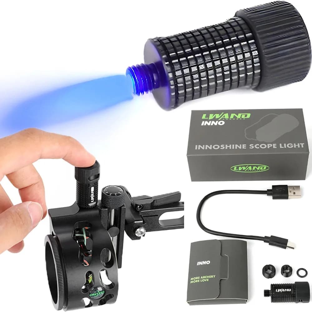 Archery Compound Bow Sight Light Blue-ray Rechargeable 3 Gear LED Long Range Shooting for Compound Bow Sight Accessories