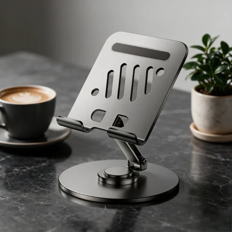360° Rotating Foldable Desk Phone Stand Adjustable Desktop Phone Holder for iPhone 17 Samsung iPad Portable Travel Phone Mount