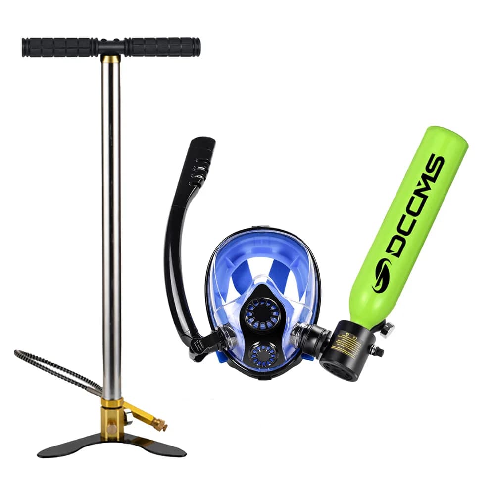 Combo mini tank and snorkeling mask, 0.5 liters underwater equipment with 6-10 minutes of underwater breathing, underwater breathing system