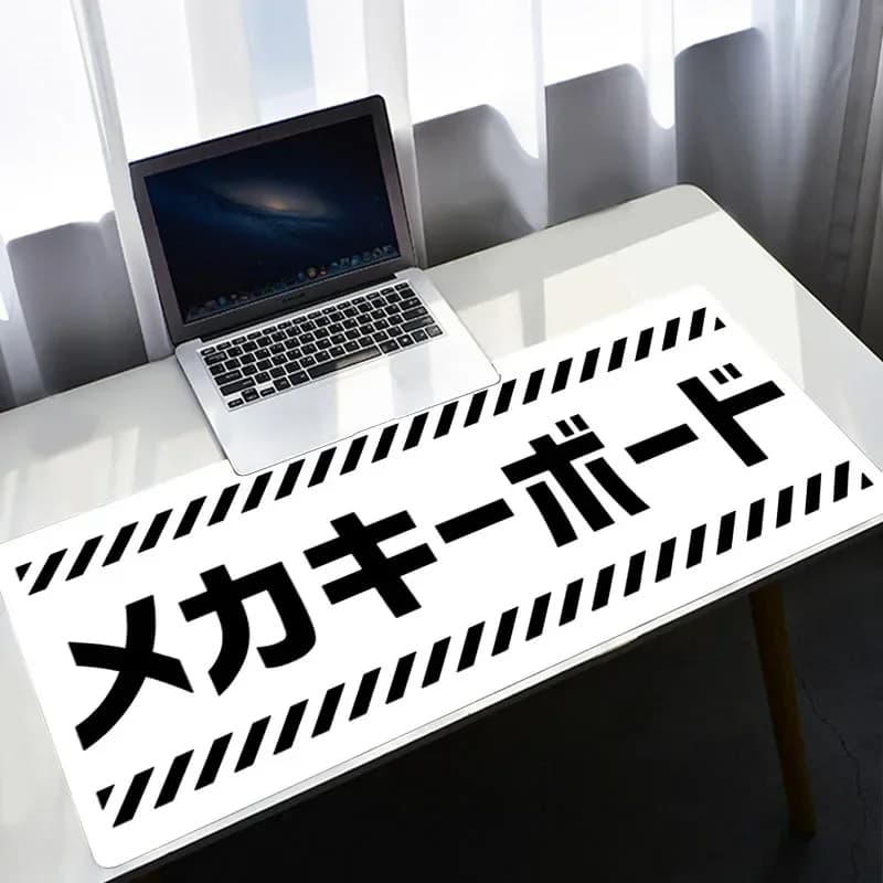 Tappetino per mouse bianco Xxl Pc Gamer Giappone Mousepad Gamer Nero Tavolo per computer Tastiera da gioco meccanica Tappetino da scrivania Tappetino da scrivania per giocatori