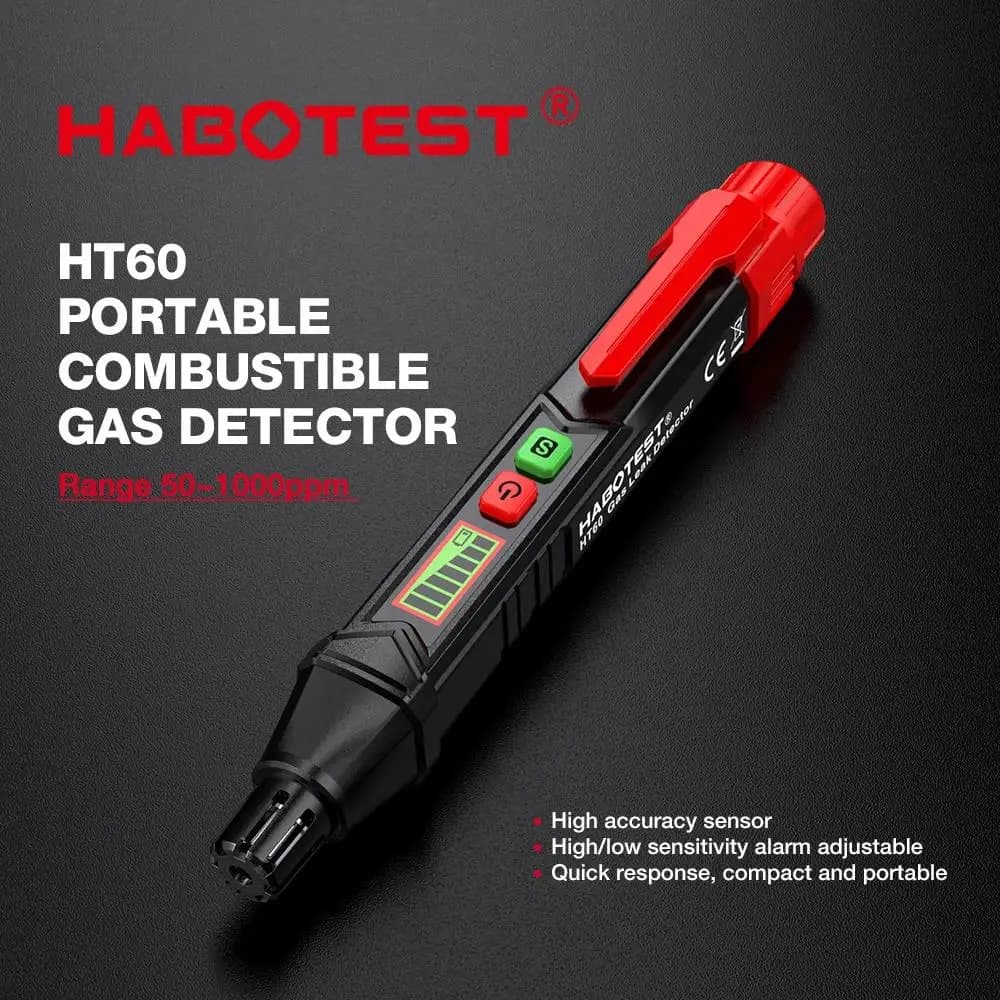 HABOTEST HT59 HT60 HT61 Rilevatore di fughe di gas Rilevatore di gas combustibile Allarme sonoro e schermo Mini rilevatore di gas per metano naturale