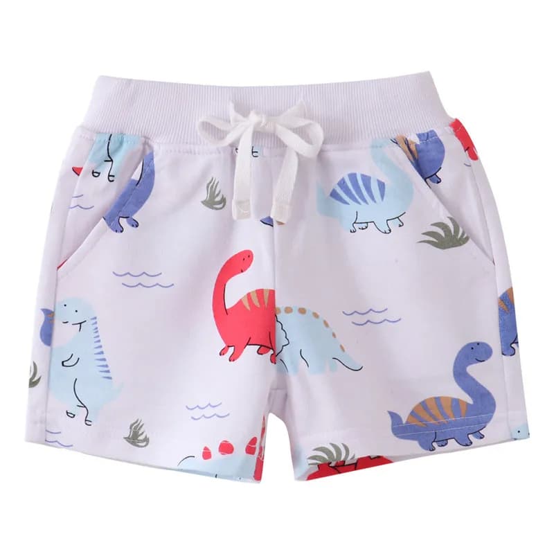 Pantaloncini estivi Jumping Meters per ragazzi e ragazze, con tasche, stampa di dinosauri, pantaloni corti con coulisse per neonati, abbigliamento alla moda per bambini