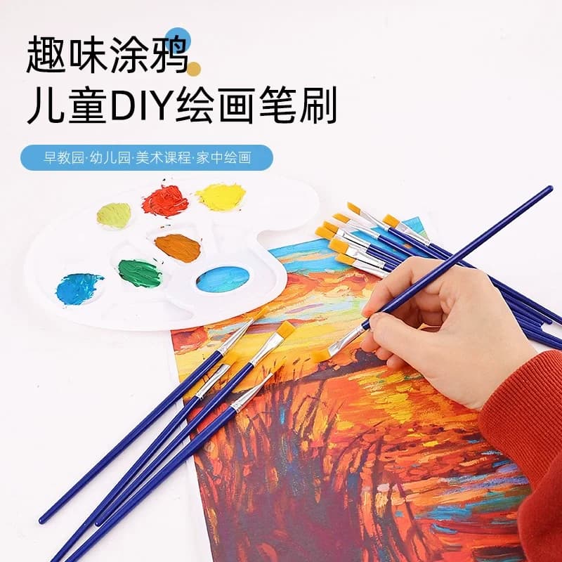 20Pcs Painting Brushes Set Art Round Flat Hair Nylon Hair Paint Brush Pen for Oil Acrylic Watercolor School Art Supplies
