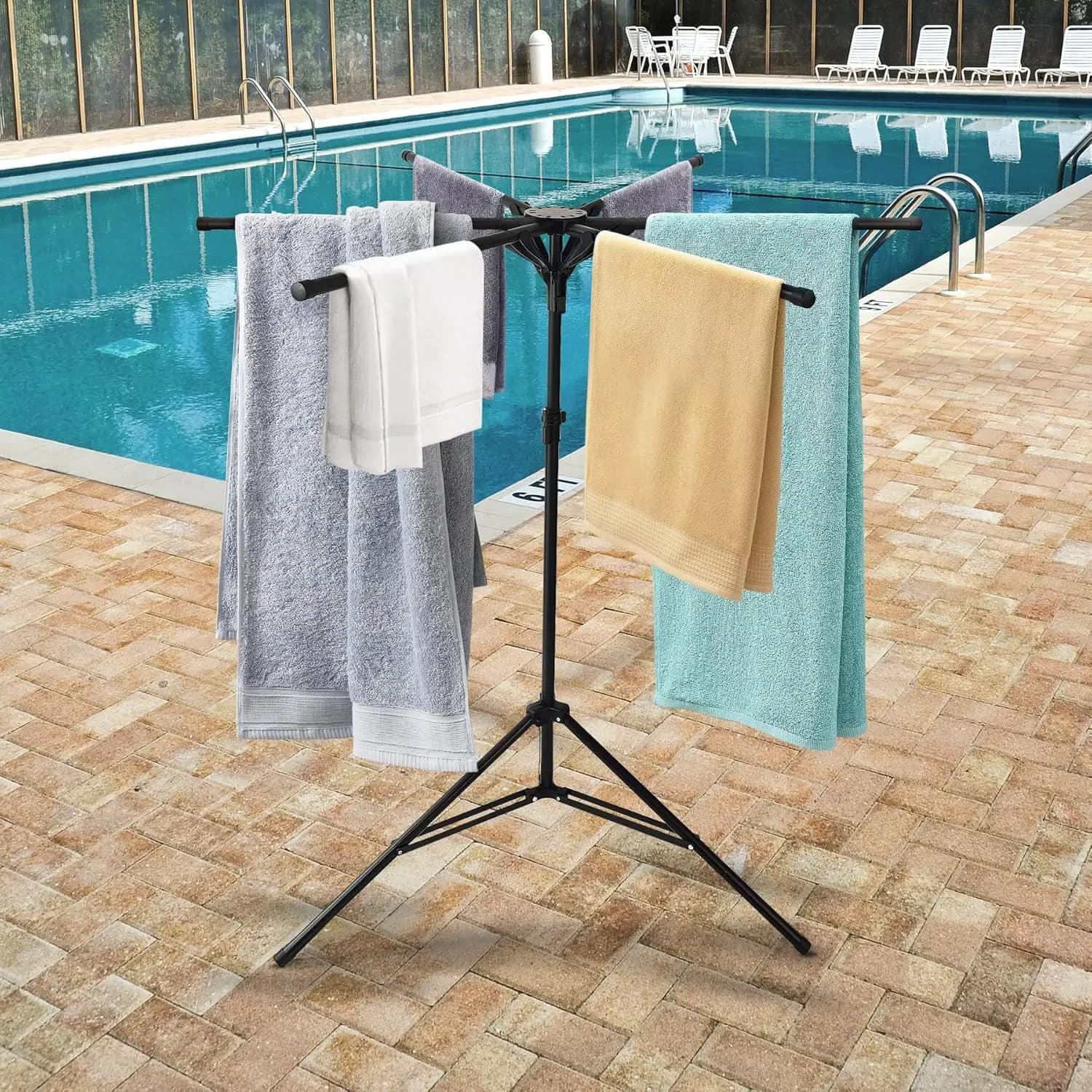Stendino per treppiede Stendino pieghevole per abbigliamento con 16 bracci di asciugatura in alluminio Maniglia portatile pieghevole rotonda per Lau