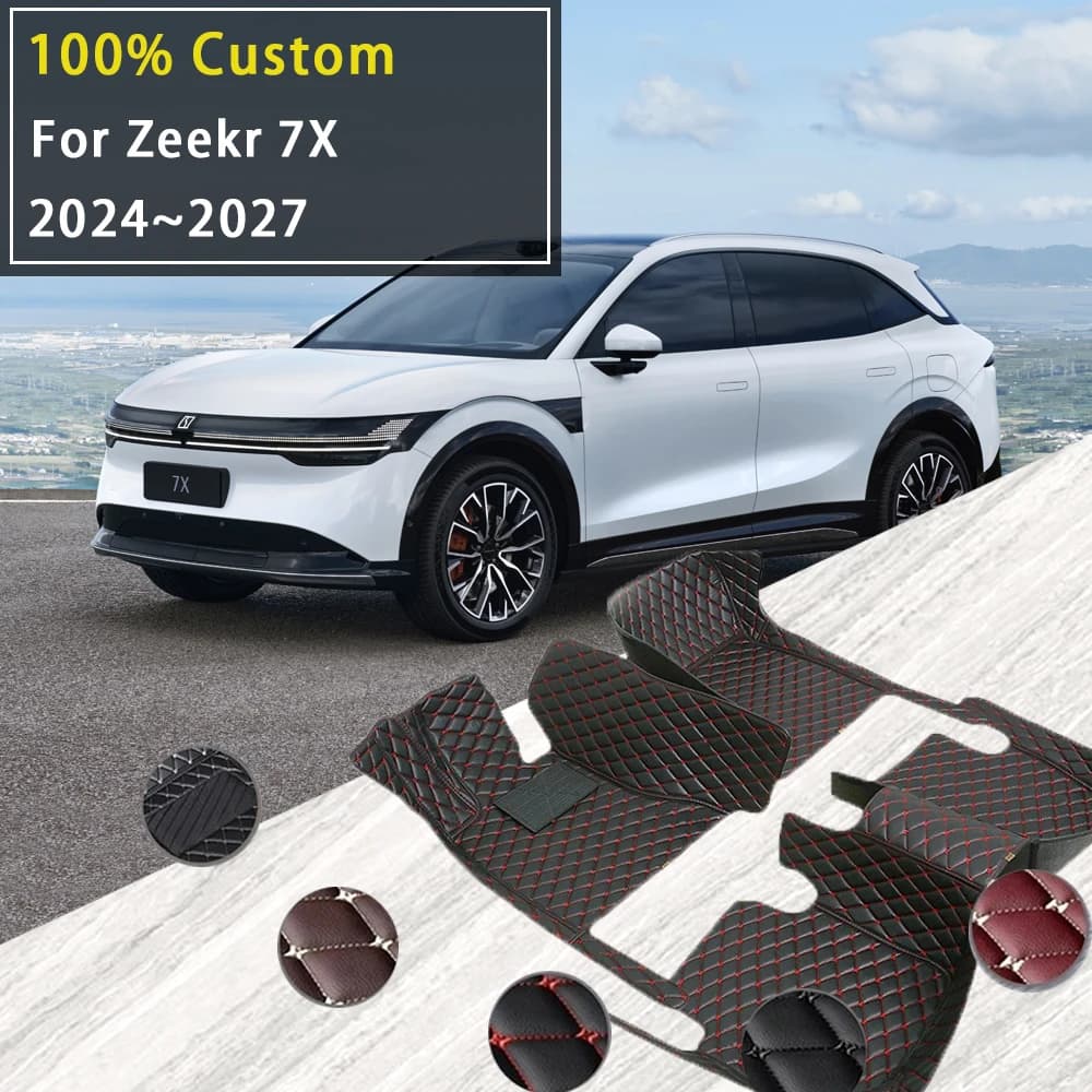 Car mats for Zeekr 7X CX1E 2024 2025 2026 2027 Waterproof leather caps Complete set Interior accessories car