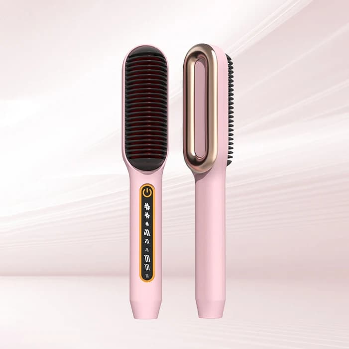 Professional multifunctional heated electric hair comb with negative ion hair plate with LCD