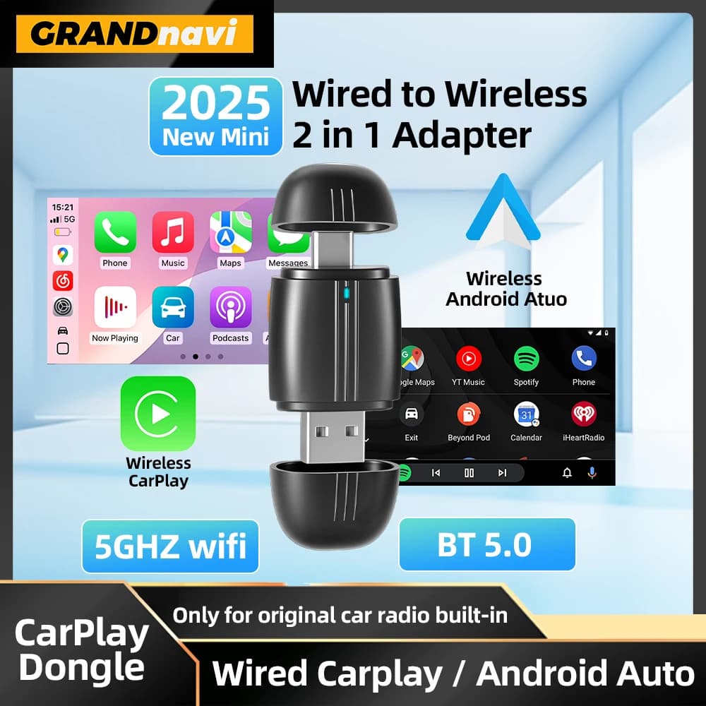 Doppia interfaccia Wireless CarPlay/Android Auto Wireless USB/TYPE-C Dongle Adattatore Smart Mini Box Plug Connessione rapida Universale