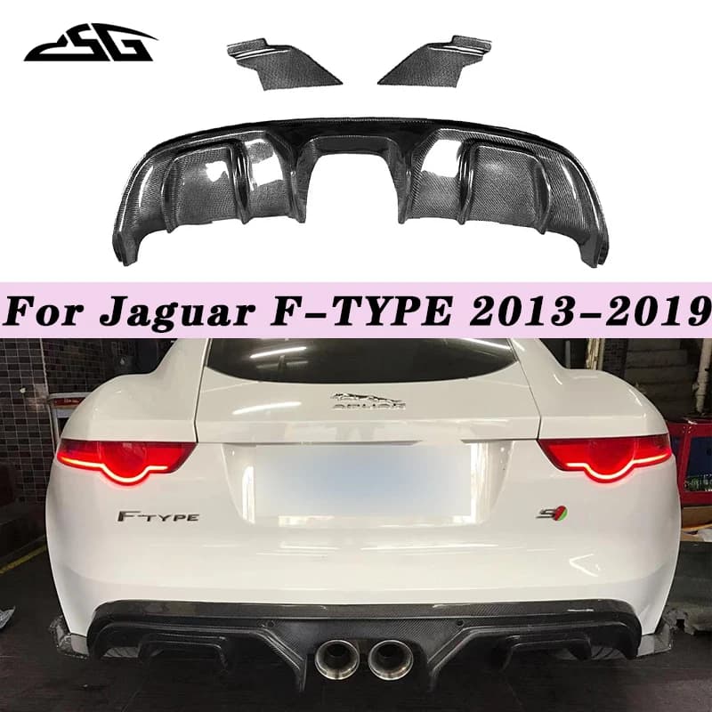 For Jaguar F TYPE Carbon Fiber Rear Bumper Lip Diffuser Spoiler Rear Lip Splitter Body Kit Car Accessories