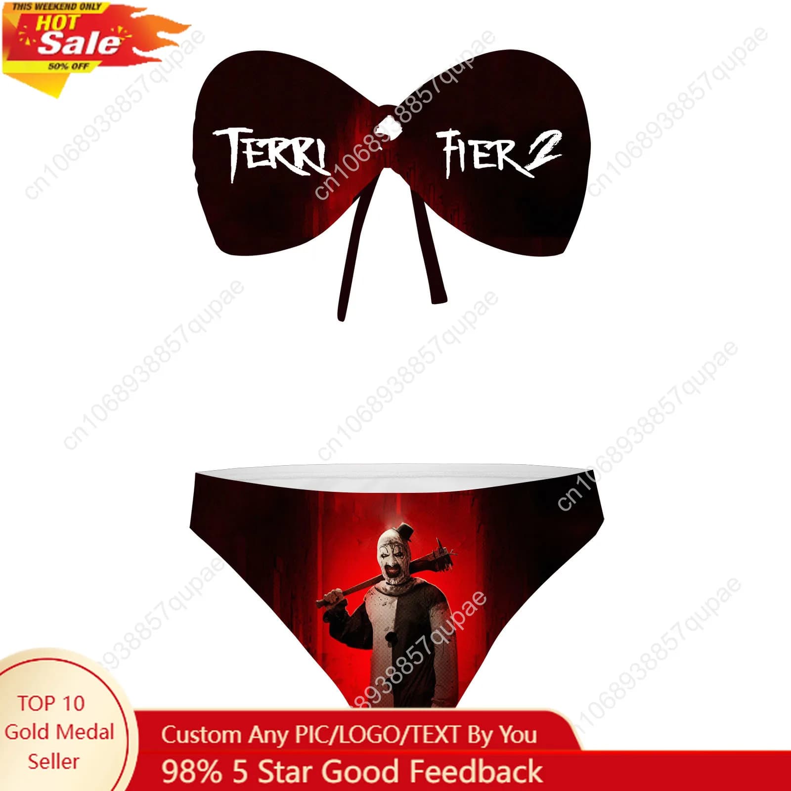Terrifier Clown Halloween Swimwear Strapless Swimwear Women's Swimwear Fashion Swimming Pool Beach Sexy bikini Customize swimwear