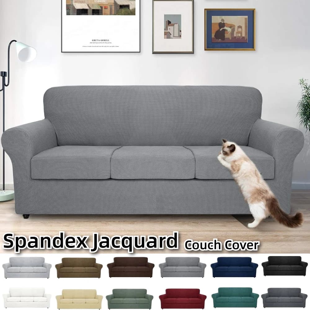 Spandex Jacquard Couch Covers for 1/2/3/4 Cushion Couch Non Slip Washable Stretch Sofa Cover for Dogs Pet Furniture Protector
