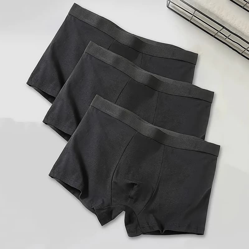 Set da 3 pezzi di boxer sexy neri da uomo, biancheria intima casual morbida e traspirante, boxer comodi da uomo