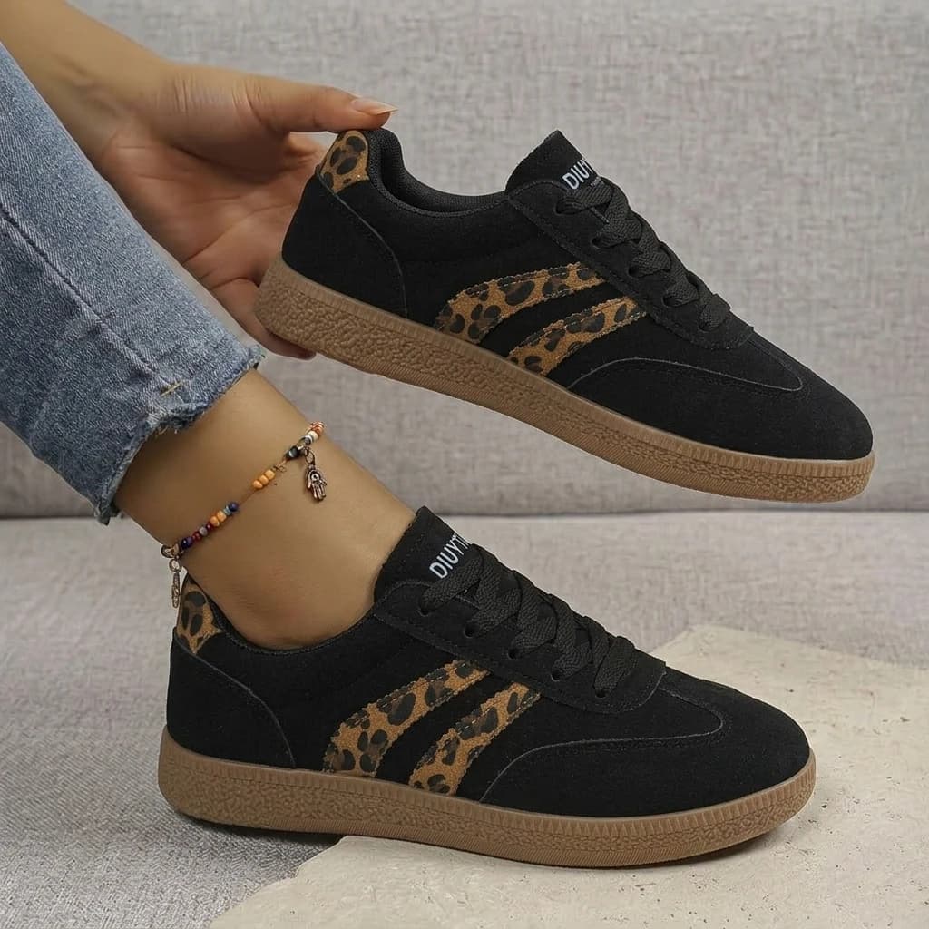 2026 Summer Leopard Print Striped Women's Shoes Size 35-44 Fashion Couple Thick-Soled New Trendy Student Running Outdoor Sports Casual Shoes