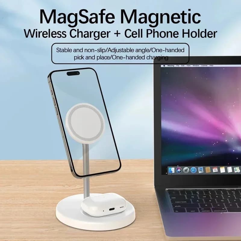 15 W Quick Wireless Charger Support Magnetic 3 In 1 Wireless Charger for iPhone series 12-16 iWatch and AirPods Adjustable Angle
