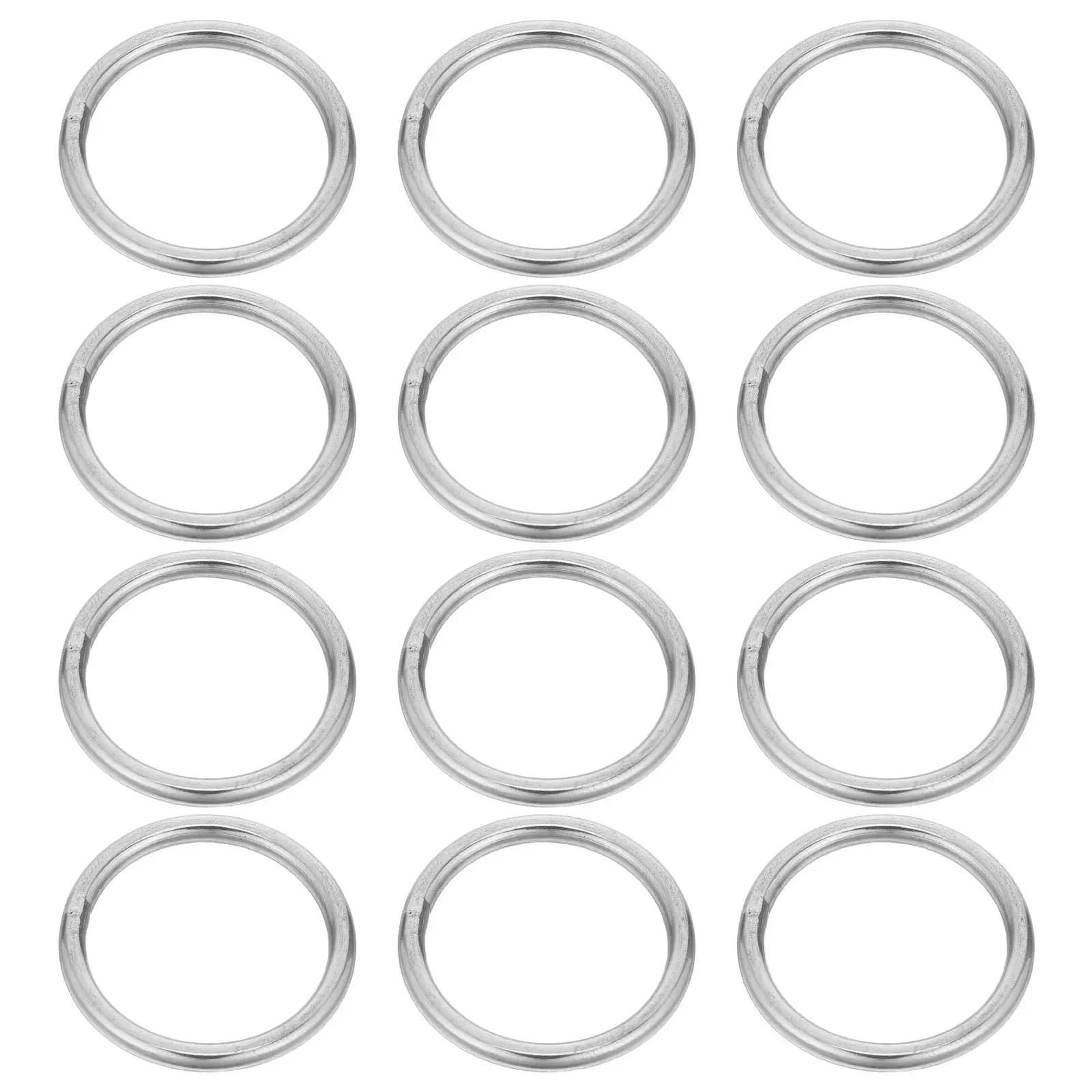 12 Pezzi Anelli a O in Acciaio Inossidabile 304 da 3 cm, Resistenti alla Corrosione, Cerchi Metallici per Fai-da-Te, Connettori per Guinzagli per Cani, Campeggio
