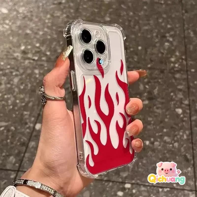 Cover Morbida Trasparente con Motivo Farfalla e Fiamma per Honor 400 Smart 300 Ultra 200 100 90 Smart 80 70 Pro Plus Lite SE GT