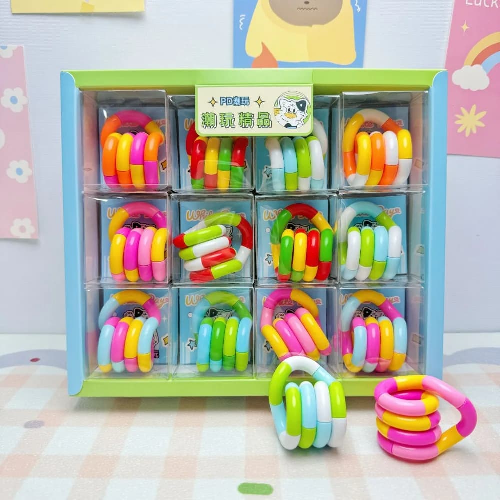 Giocattolo Antistress Tangle Twisty a 18 Sezioni, Giocattolo Sensoriale Colorato per Alleviare l'Ansia, Rompicapo Antistress per Bambini e Adulti