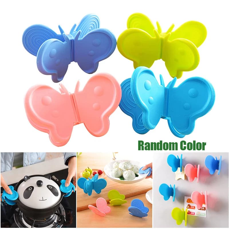 1pcs Silicone Holder Oven Heat Insulated Finger Heat Resistant Glove Cooking Microwave Non-Slip Gripper Pot Holder Kitchen Tools