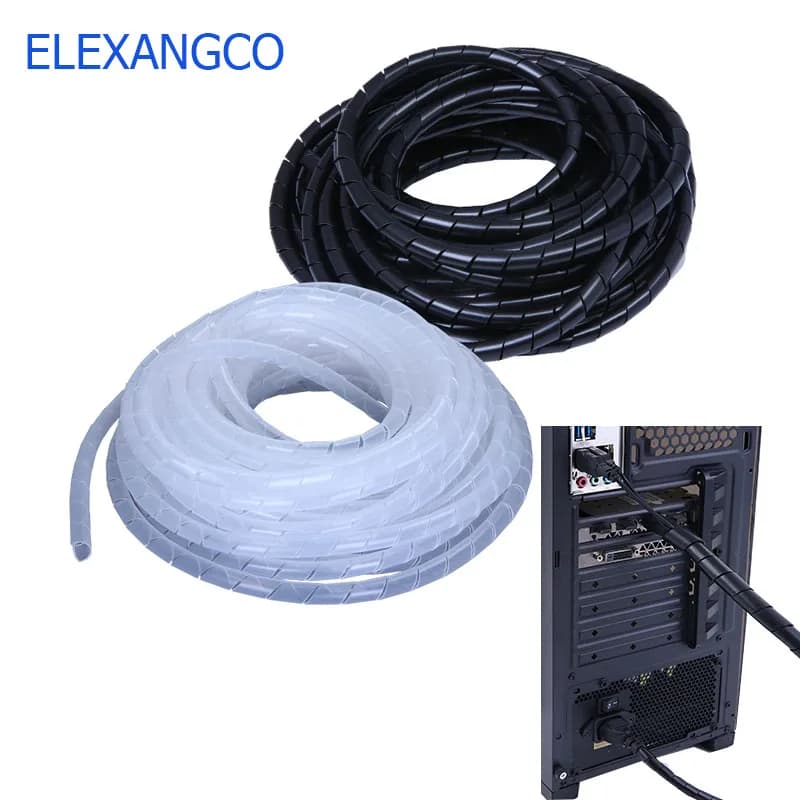 Avvolgimento a spirale Trasparente/Nero Organizzatore di cavi Manicotto di protezione 6 8 10 12 16mm Nastro di plastica Gestisce il tubo di avvolgimento del manicotto del cavo di protezione