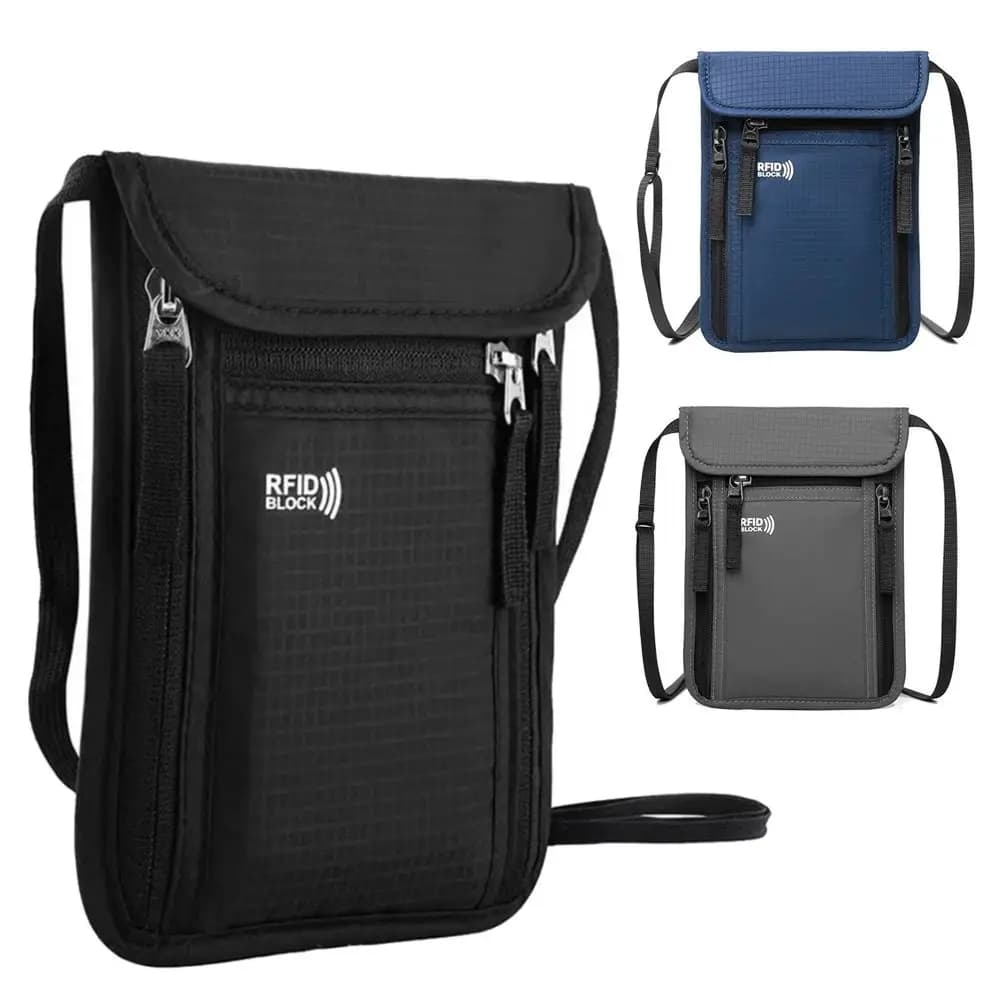 Portable Nylon RFID Passport ID Bag Waterproof Multi-Functional ID Credit Card Holder Document Pouch Women