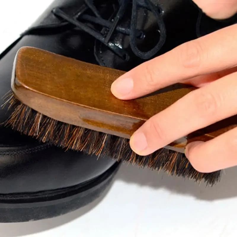 Manico in legno Scarpe Spazzola per pulizia stivali Detergente Applicatore per lucidatura Brillante
