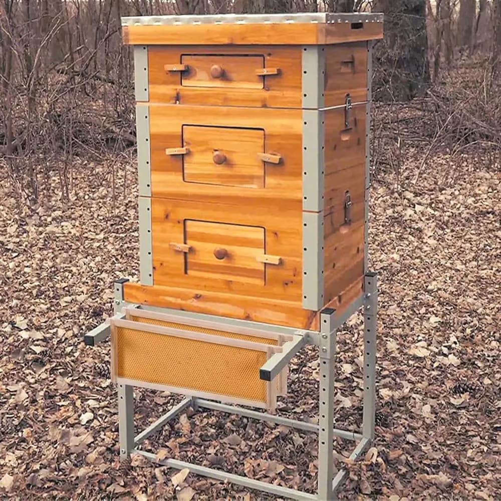 Alveare Langstroth with 10 frames with metal frame, immersed in pure bees wax, easy assembly, includes wax foundations and wooden frames