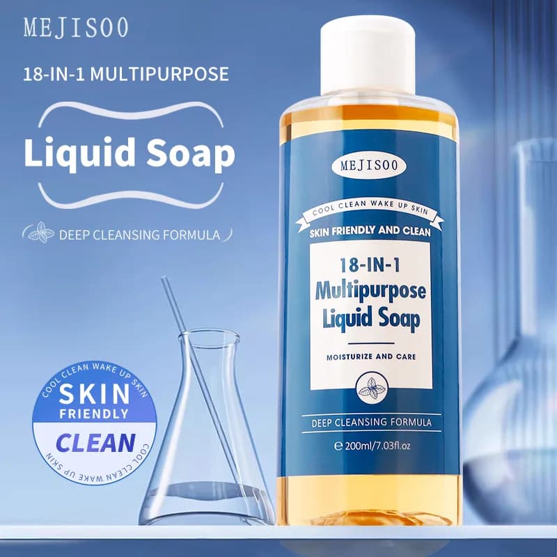 200ml 18-in-1 Multipurpose Liquid Soap Rich Foam Cleaning Care for Your Hair, Clothes, Pet and Other Dirty Things