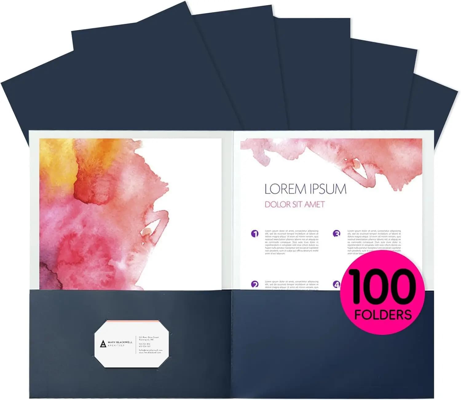 Confezione da 100 cartelle a due tasche, organizer per documenti in carta spessa per documenti in formato lettera, 6 colori
