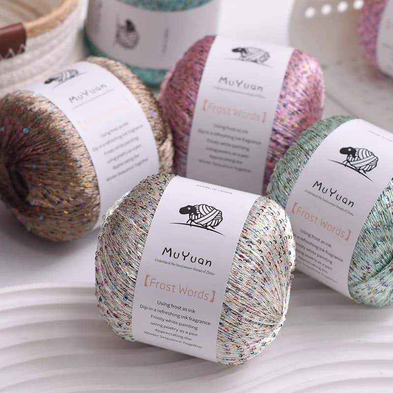 50g 1 Gomitolo Filo di Nylon con Paillettes Densi per Lavorazione a Mano e Uncinetto