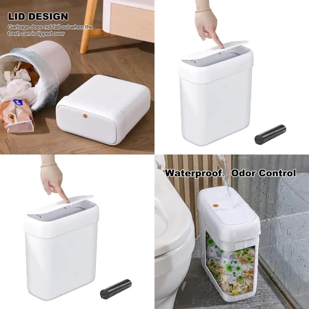 Cestino per rifiuti sottile da 10 litri con coperchio a pressione per uso domestico, ufficio e camper