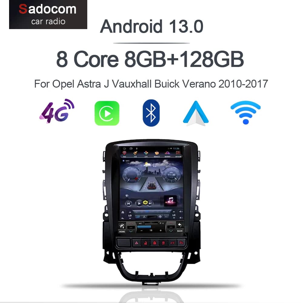 Carplay 9.7 "Android 13 multimediale 8GB + 128GB Lettore per auto GPS WIFI navigazione per Opel Astra J Vauxhall Buick Verano 2010-2017