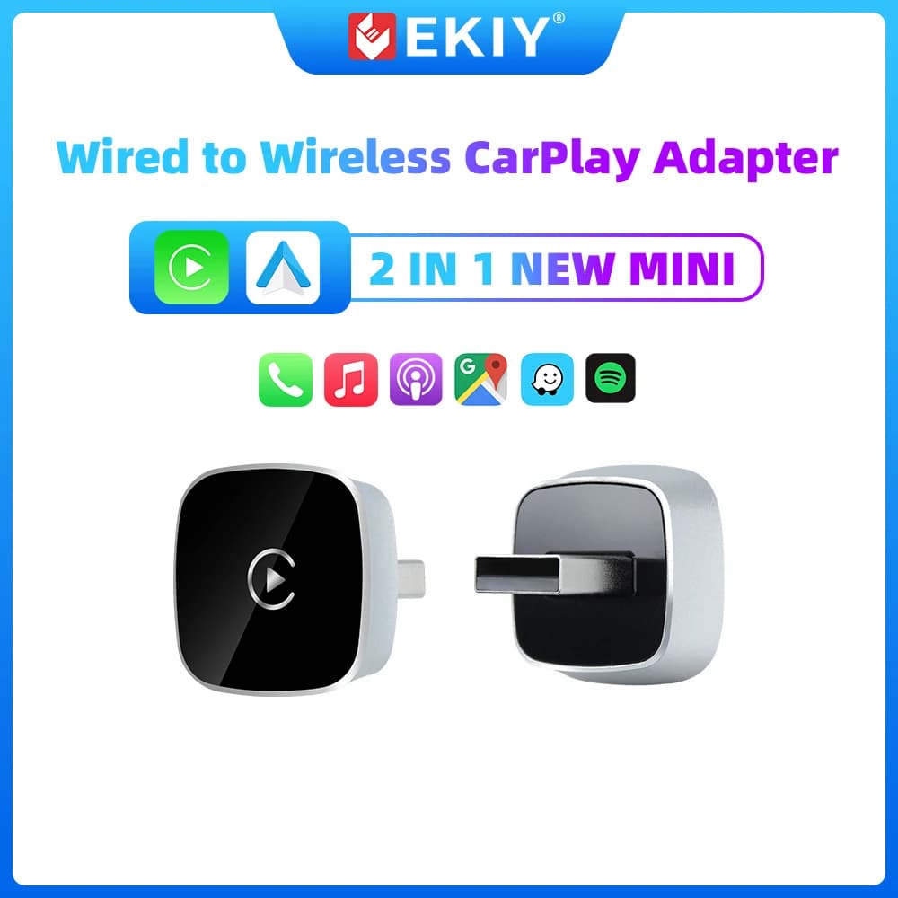 EKIY 2in1 Auto Ai Box Wireless CarPlay Android Auto Adattatore Smart Dongle Plug And Play OTA Aggiornamento Universale Per Wired Carplay Auto