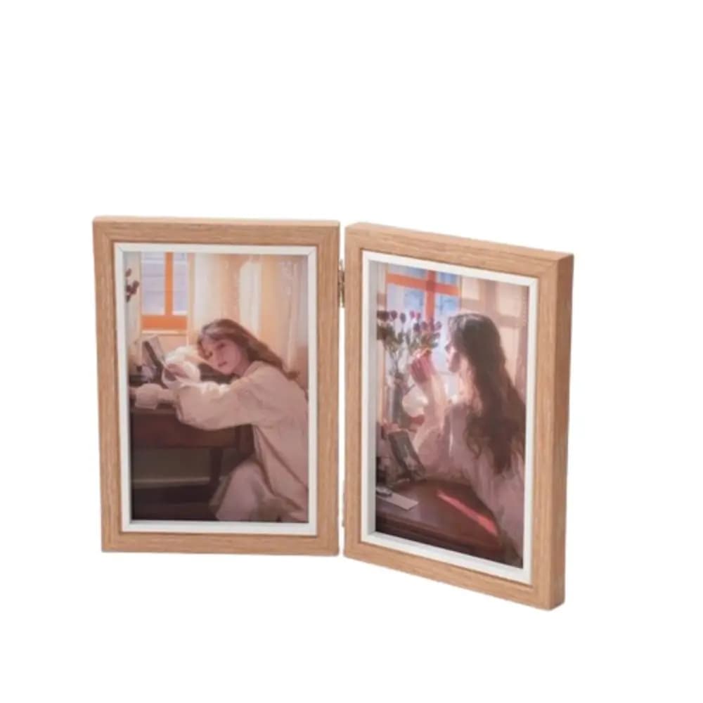 Rectangular Photo Frame Creative Folder with Hinge, Set Double/Triple Table Album in Wood, Photo Frame Collectable 2/3/4/5 Pieces