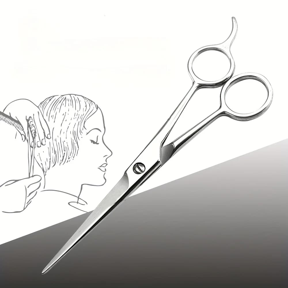 Stainless Steel Barber Shears Professional Anti-Slip Grip & Secure Dome Design Durable Flat Blades Haircut Beard scissors