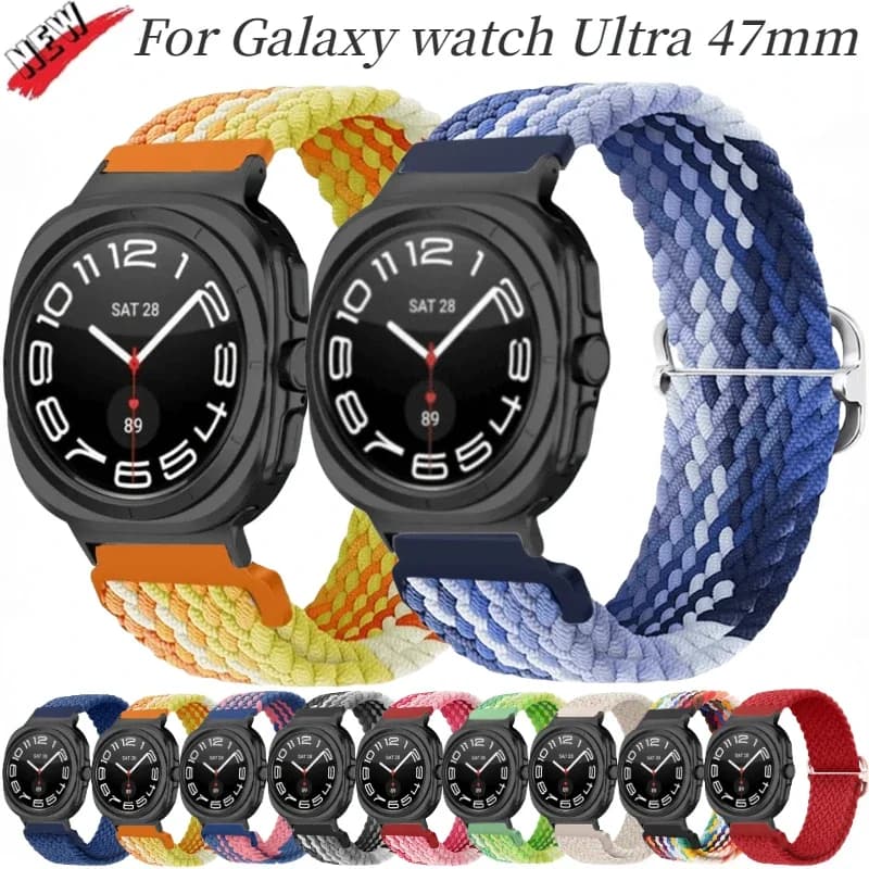Cinturino in nylon intrecciato per Samsung Galaxy Watch Ultra 2025 47mm, sportivo, traspirante, bracciale di ricambio per Galaxy Watch Ultra