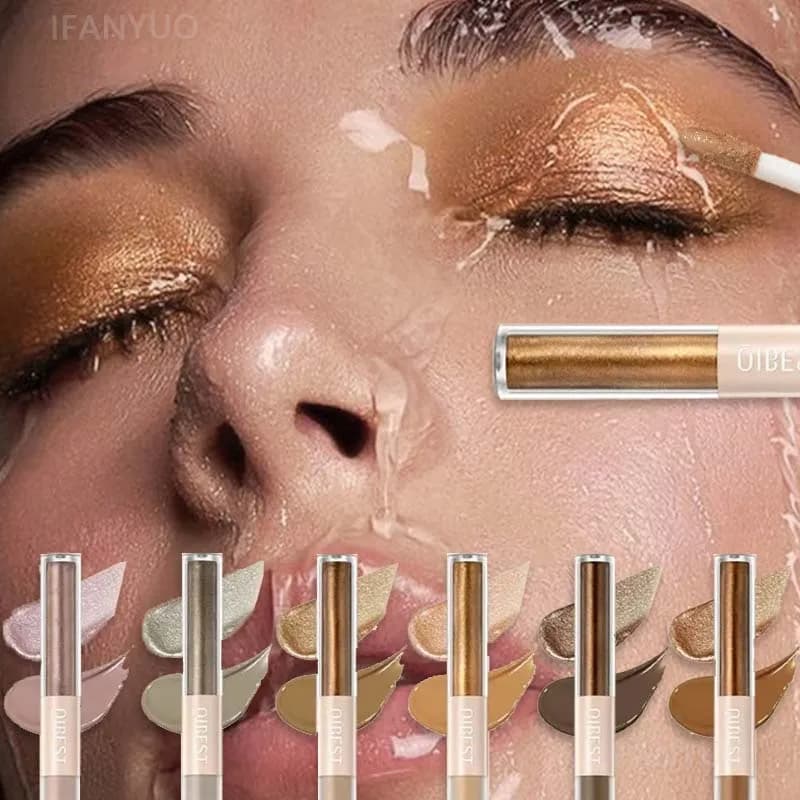Ombretto Liquido 2 in 1 Effetto Perla Opaco e Glitterato, Trucco Occhi Scintillante, Effetto Seta Naturale a Lunga Durata