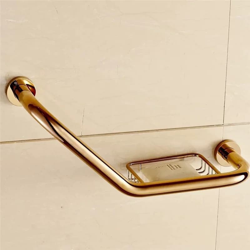 Tuqiu Gold Bagno Vasca Doccia Barra di sicurezza Barra di sostegno in ottone oro rosa Impugnatura cromata Impugnatura per corrimano del bagno
