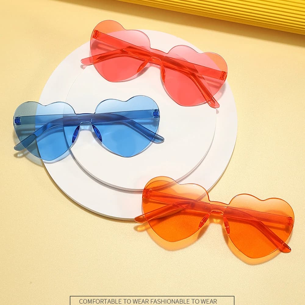 1 pezzo di occhiali da sole a forma di cuore senza montatura occhiali da sole color caramello divertenti occhiali unisex per bomboniere per occhiali da donna e da uomo