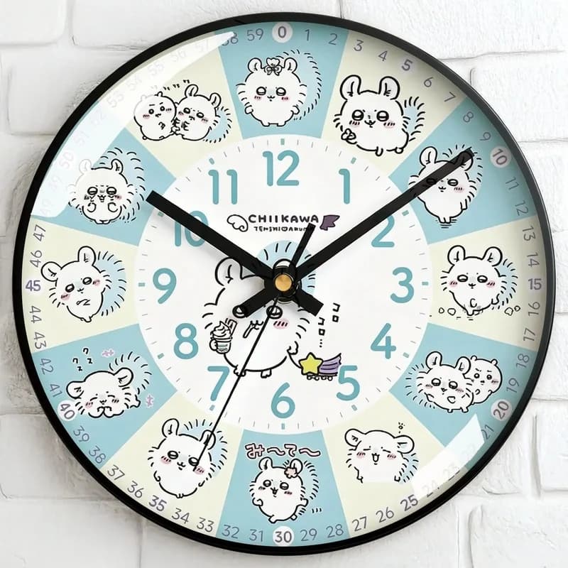 Chiikawa Cartoon Wall Clock Silent Non‑Ticking Quartz Hanging Watch Cute Anime Character Round Wall Clock For Bedroom
