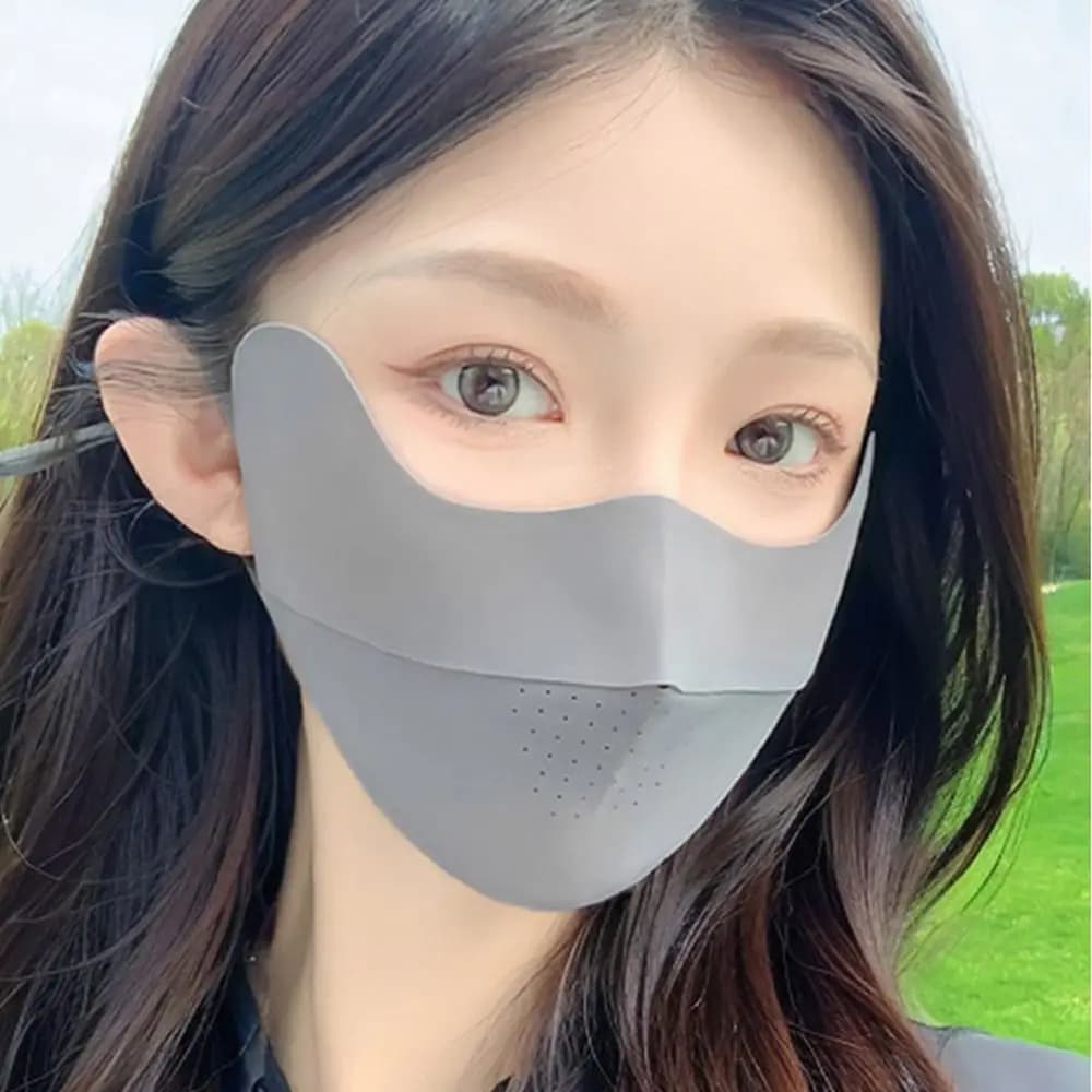 Elastic Sunscreen Face Scarf Ice Silk Mask Summer Face Mask Sunscreen Mask Face Scarves Solid Color Face Cover Hiking