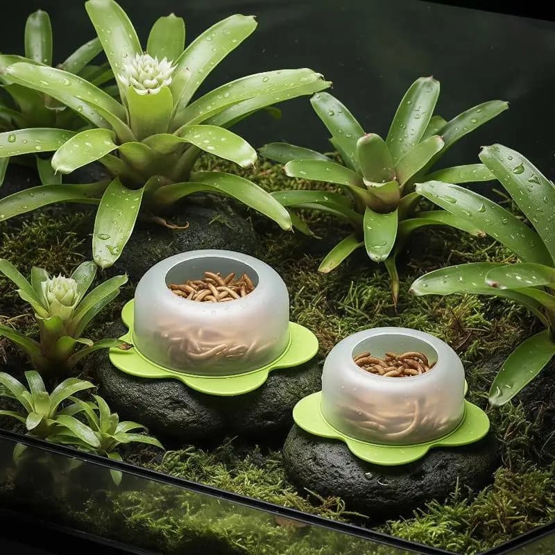 ABS Reptile Feeding Dish Anti Escape Worm Food Bowl Non Toxic for Lizards Geckos Snakes Pet Reptile Supplies
