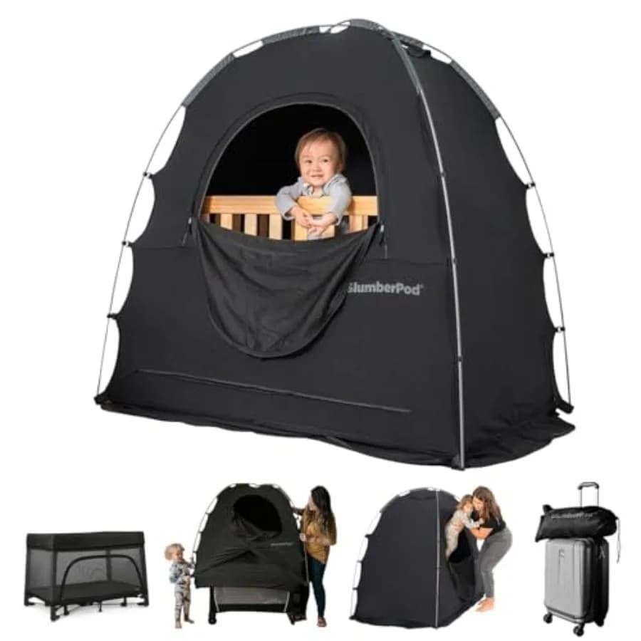 Tenda da Sonno Oscurante per Neonati e Bambini, Essenziale per i Viaggi, Mini Culla e Copertura per Box con Tasca per Monitor e Ventilatore