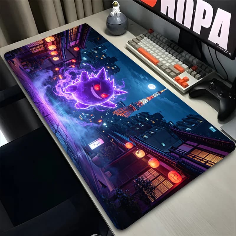 Tappetino per mouse Anime Pokemon Gengar Tappetino per scrivania per computer da ufficio Tappetino per tastiera da gioco XXL pieghevole e portatile antiscivolo