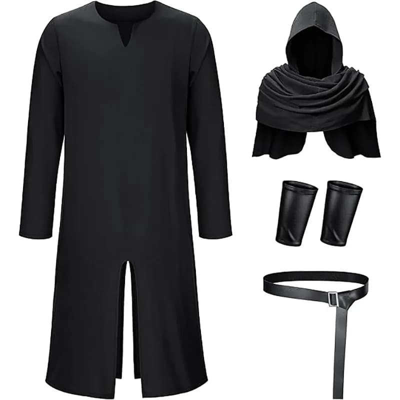 Medieval Larp Viking Pirate Halloween Cosplay Costumes for Men Carnival Party Warrior Knight Celtic Blouse Robe Cape Set
